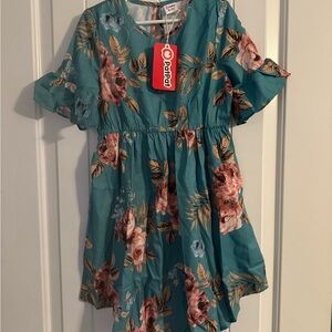 PatPat Teal Floral Casual Dress